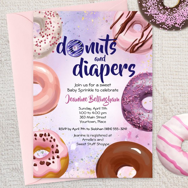 Doughnuts and Diapers Baby Sprinkle Shower Invitation (Creator Uploaded)