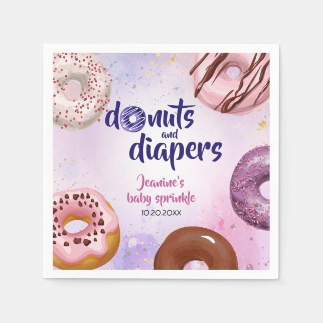 Doughnuts and Diapers Baby Sprinkle Shower Napkin (Front)