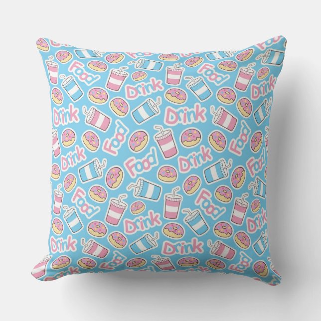 Doughnuts And Drinks Pattern Throw Pillow (Front)