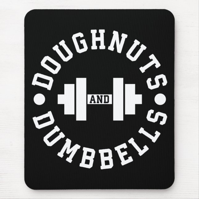 Doughnuts and Dumbbells - Carbs - Funny Workout Mouse Pad (Front)