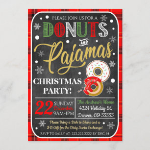 Doughnuts And Pyjamas Christmas Party Invitation