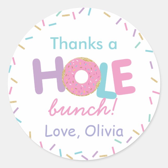 Doughnuts and Sprinkles Birthday Baby Shower Favou Classic Round Sticker (Front)