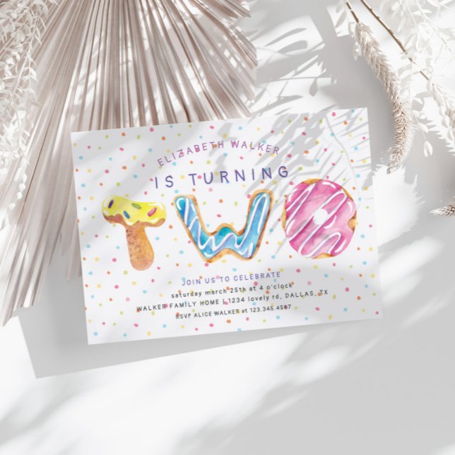 Doughnuts And Sprinkles Second Birthday Invitation (Creator Uploaded)