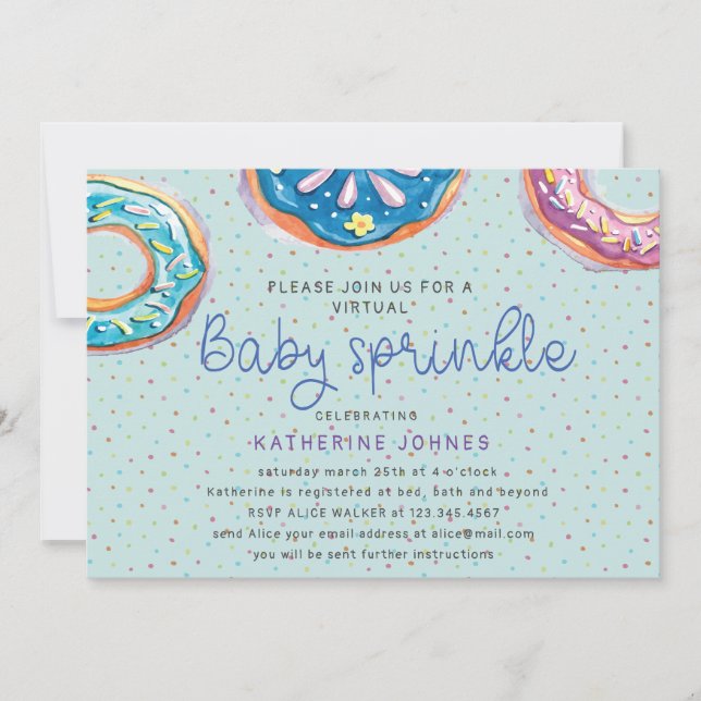 Doughnuts and Sprinkles virtual baby shower invite (Front)