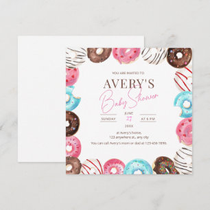 Doughnuts Baby Shower Invitation, Girl Baby Sprink Invitation