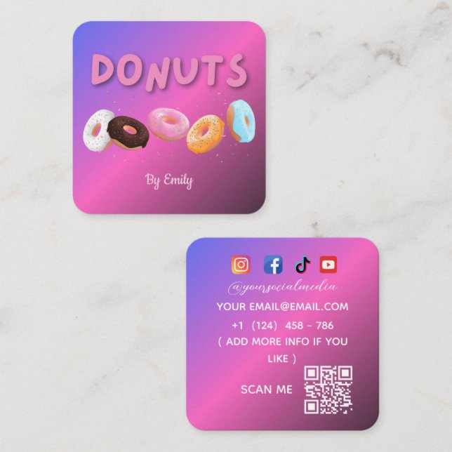 Doughnuts Bakery Square Business Card (Front/Back)