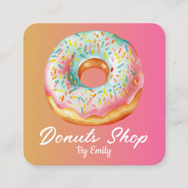 Doughnuts Bakery Square Business Card (Front)