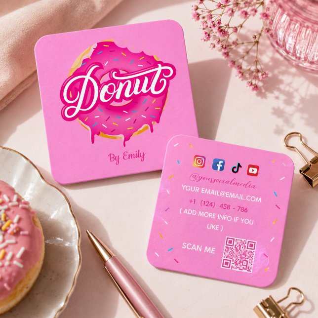 Doughnuts Bakery Square Business Card (Creator Uploaded)