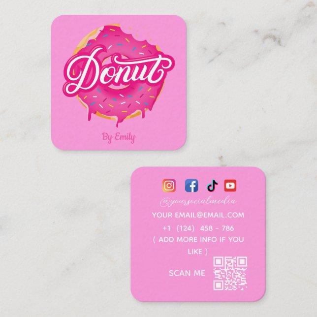 Doughnuts Bakery Square Business Card (Front/Back)