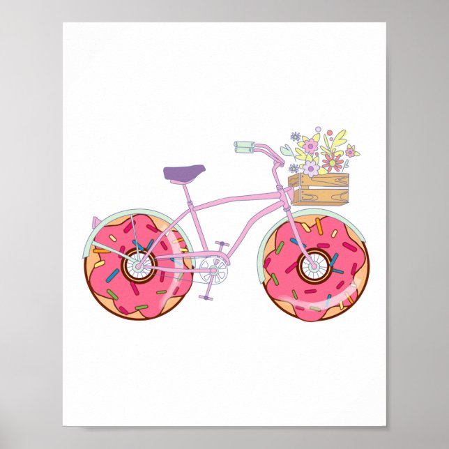 Doughnuts Bike - Funny Bicycle with Doughnut Wheel Poster (Front)