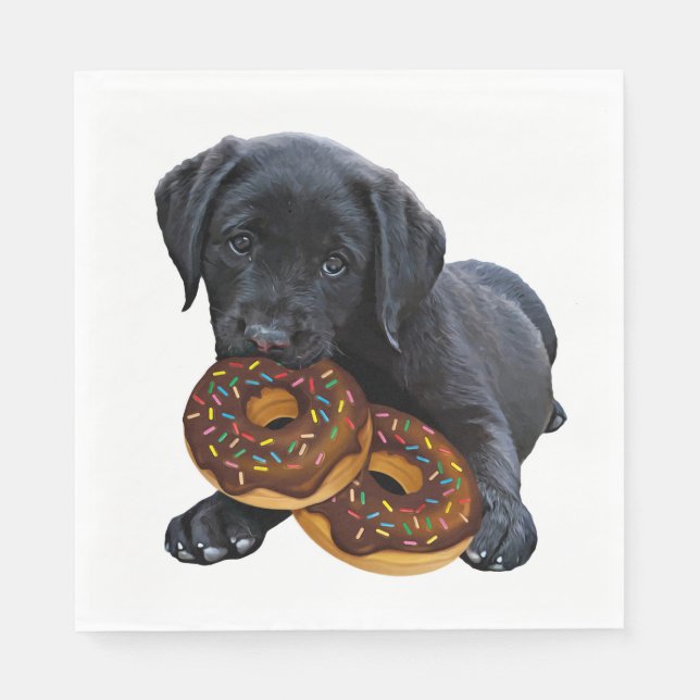 Doughnuts - Black Lab Napkin (Front)