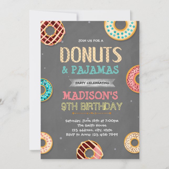 Doughnuts bridal shower birthday party invitation (Front)