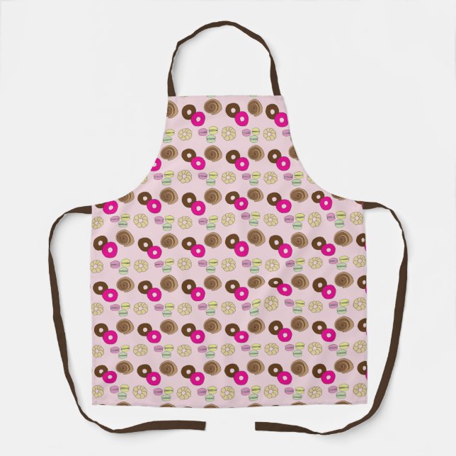 Doughnuts, Cinnamon rolls, Macaroons Bakery Apron (Front)