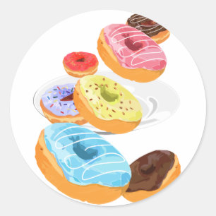 Doughnuts   classic round sticker