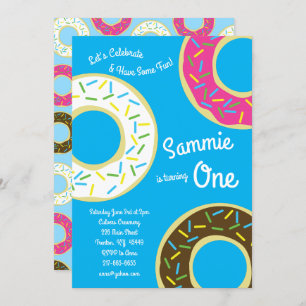 Doughnuts Colourful 1st Birthday Invitations