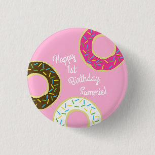 Doughnuts Colourful Doughnuts1st Birthday Party Th 1 Inch Round Button