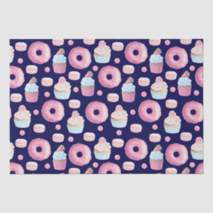 Doughnuts, cupcakes and macarons tissue paper