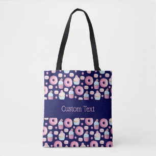 Doughnuts, cupcakes and macarons tote bag
