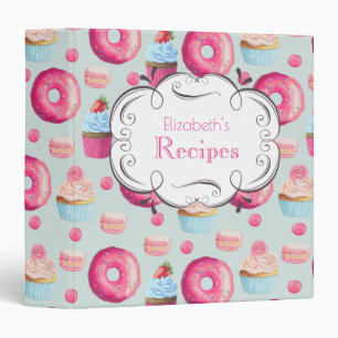 Doughnuts Cupcakes Muffins Macarons Custom Recipe Binder