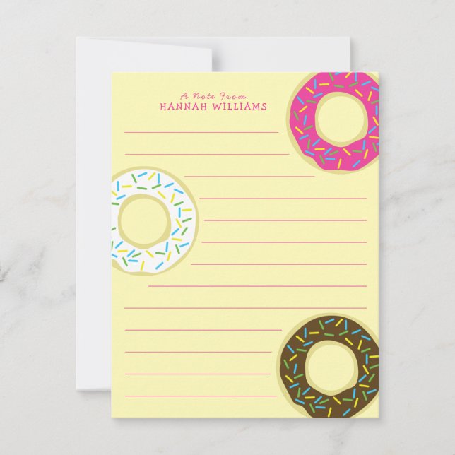 Doughnuts Cute Kid's Flat Stationary Cards Doughnu (Front)
