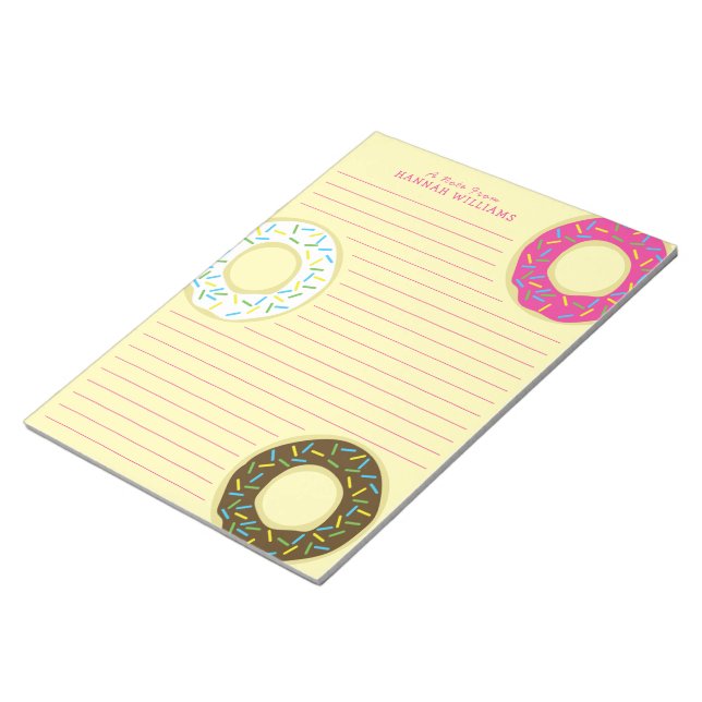 Doughnuts Cute Kid's Personal Stationary Notepad (Angled)
