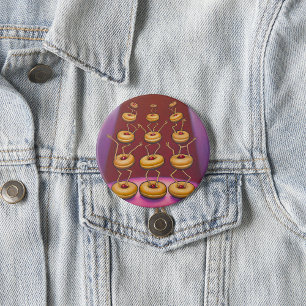 Doughnuts Dancing Whimsical Doughnut Characters 3 Inch Round Button