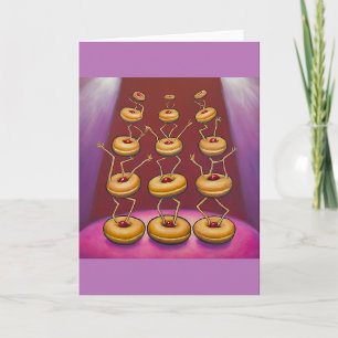 Doughnuts Dancing Whimsical Doughnut Characters Card