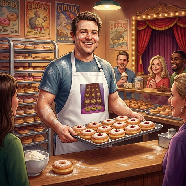 Doughnuts Dancing Whimsical Doughnut Characters Standard Apron (Creator Uploaded)