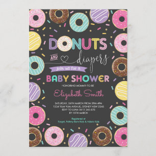 Doughnuts & Diapers Doughnuts Baby Shower Chalkboa Invitation