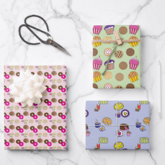 Doughnuts, doughnuts, cakes, pies, cupcakes wrapping paper sheet