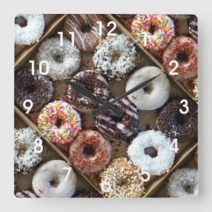 Doughnuts Doughnuts Photo Square Wall Clock