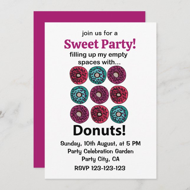 Doughnuts Filling Up My Empty Spaces With Doughnut Invitation (Front/Back)