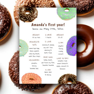 Doughnuts First Birthday Milestone Birthday Poster