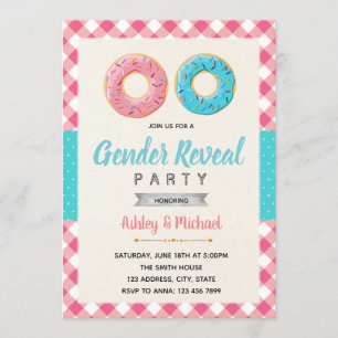 Doughnuts gender reveal party invitation