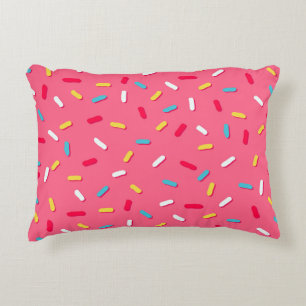 Doughnut's glaze seamless pattern, pink background accent pillow