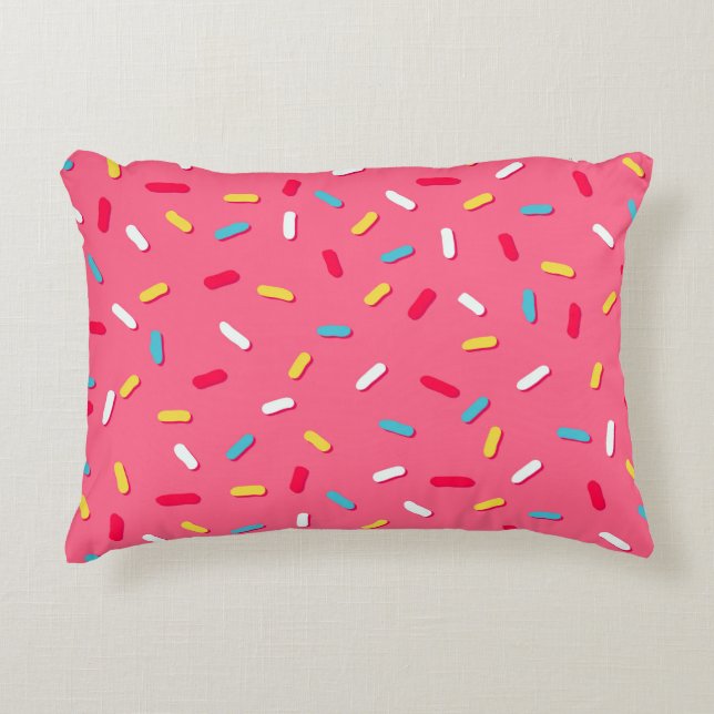 Doughnut's glaze seamless pattern, pink background accent pillow (Front)