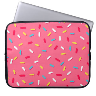 Doughnut's glaze seamless pattern, pink background laptop sleeve