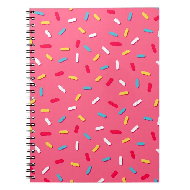 Doughnut's glaze seamless pattern, pink background notebook (Front)