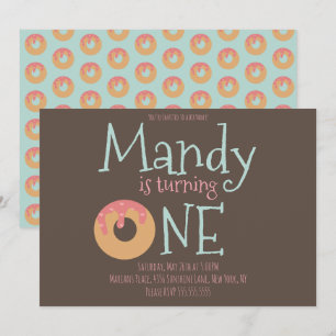 Doughnuts Hearts Birthday Valentines Day Party Invitation