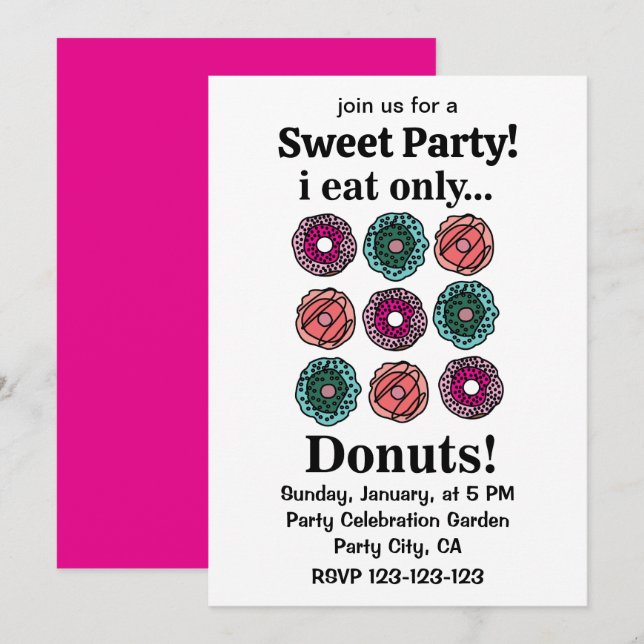 Doughnuts I Eat Only Doughnuts Invitation (Front/Back)
