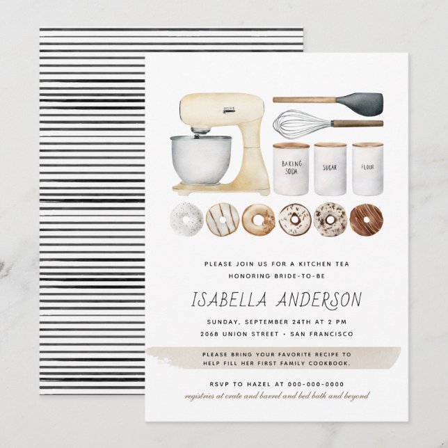 Doughnuts Kitchen Utensils Boho Bridal Shower Invitation (Front/Back)
