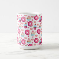 Doughnuts Macarons And Cupcake Pattern In Watercol