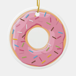 Doughnuts pink blue and bites chocolate pattern ceramic ornament