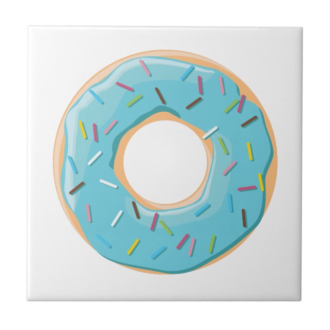 Doughnuts pink blue and bites chocolate pattern tile (Front)
