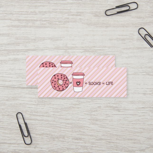 Doughnuts plus Coffee plus Books equal Life Bookma Mini Business Card (Front/Back In Situ)