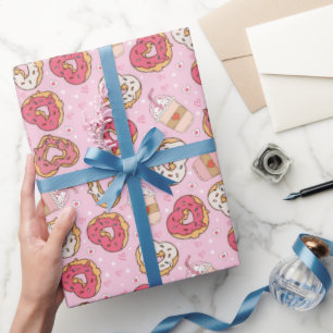 Doughnuts Retro Valentine's Wrapping Paper