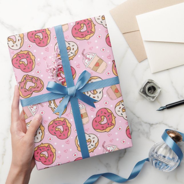 Doughnuts Retro Valentine's Wrapping Paper (Gifting)