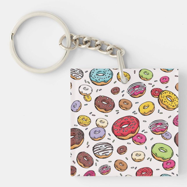 Doughnuts seamless pattern keychain (Front)