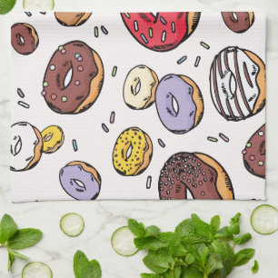 Doughnuts seamless pattern kitchen towel