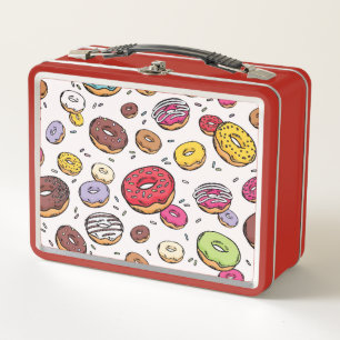 Doughnuts seamless pattern metal lunch box